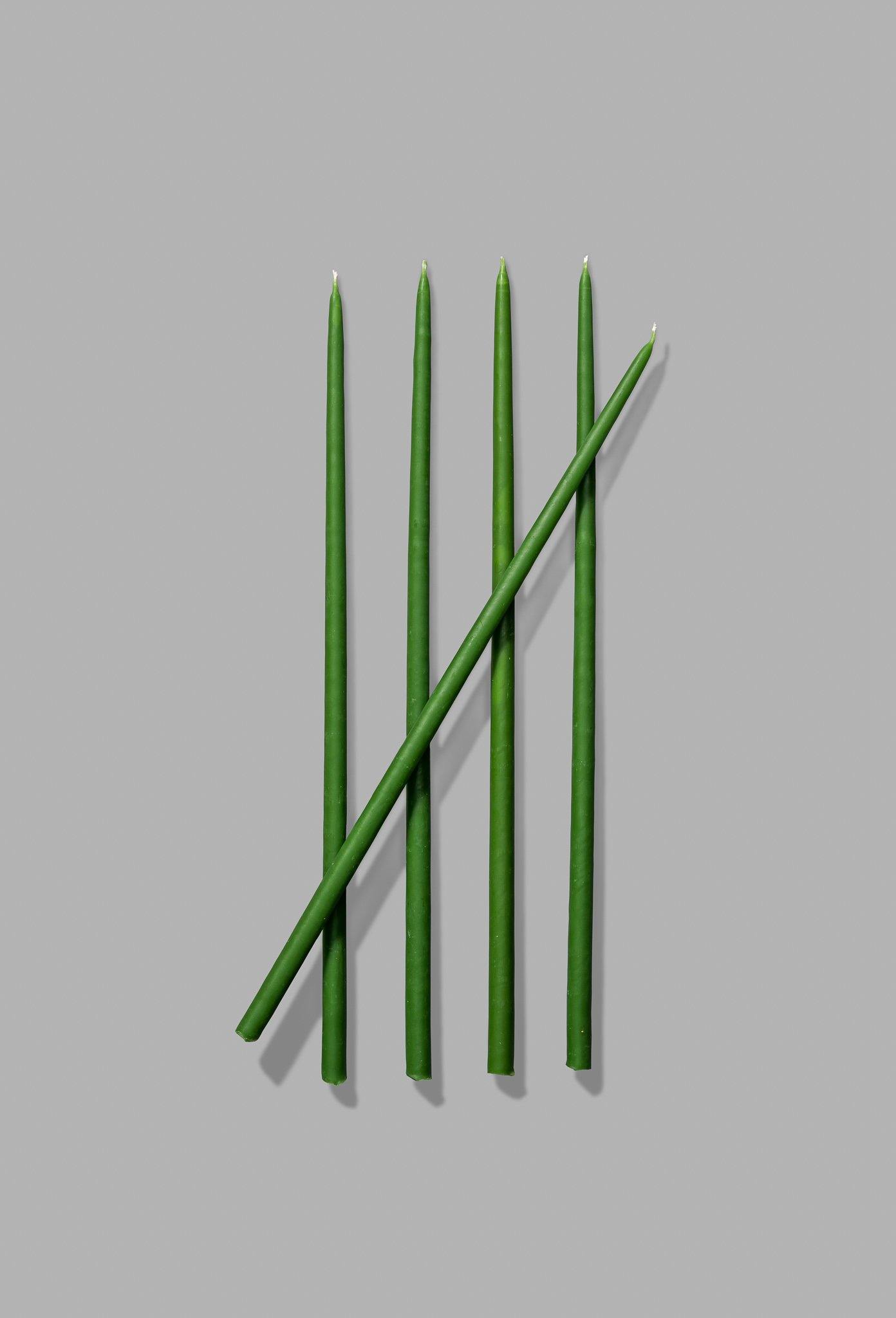 thin green taper candles