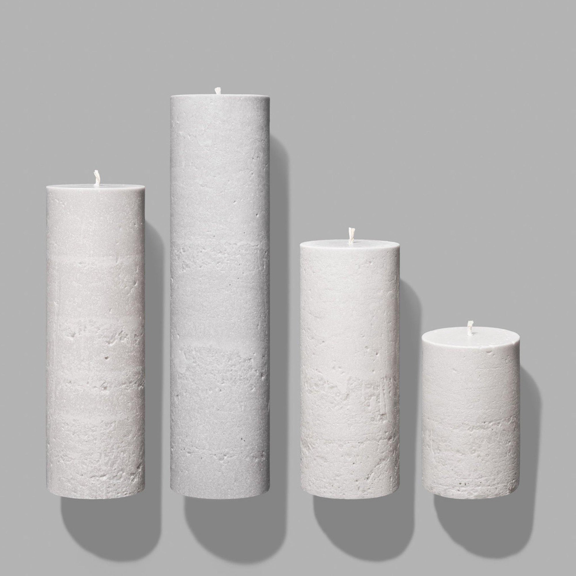 white large round pillar candles set