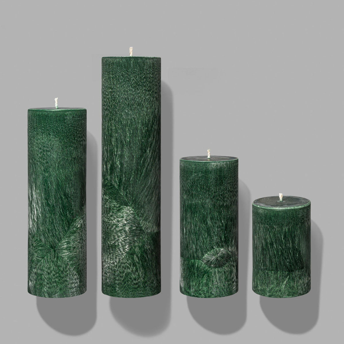 green pillar candles