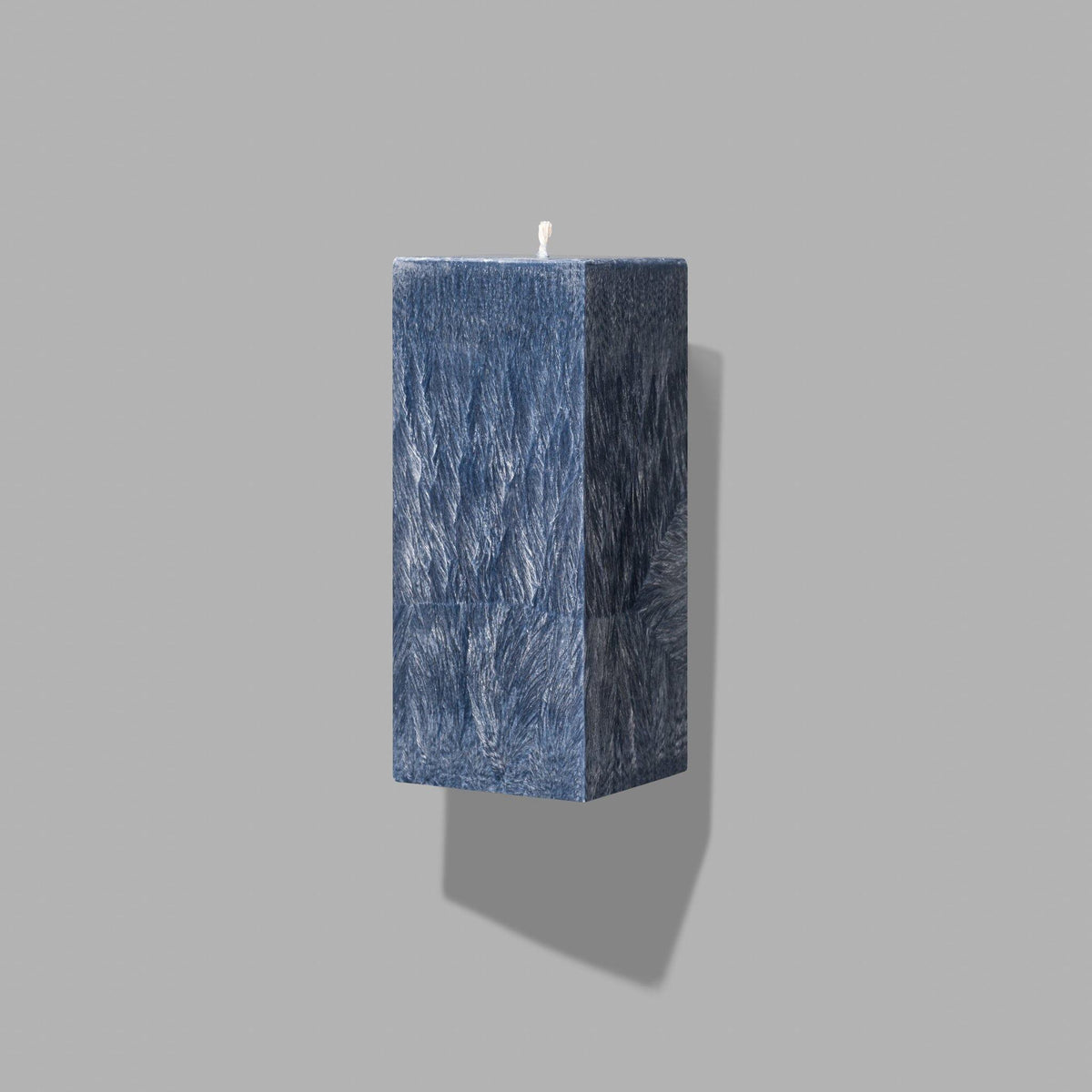 blue square pillar candle