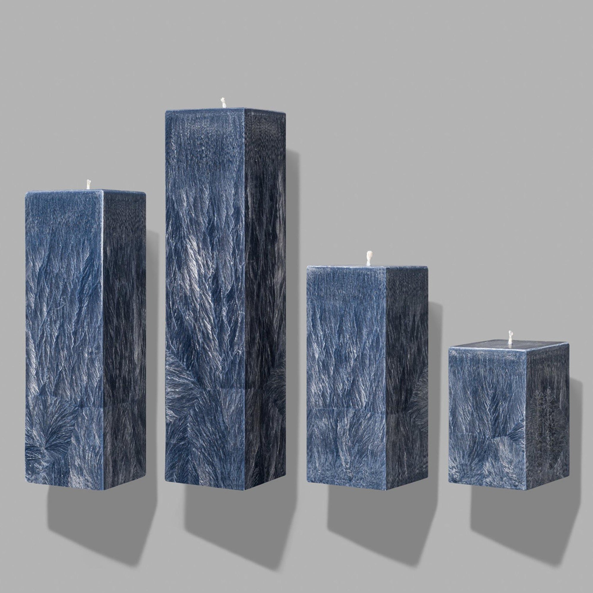 blue square pillar candles