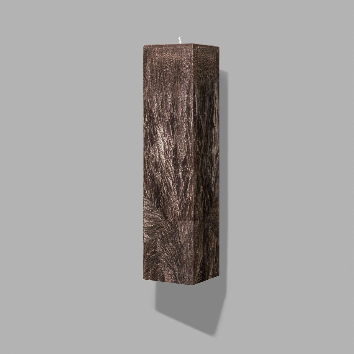 brown square pillar candle